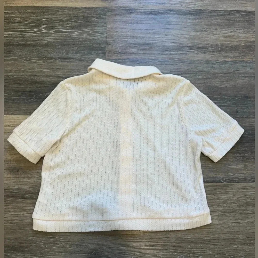RABBIT ROSE Women’s White Short Sleeve Button Down Shirt Size Medium - Picture 3 of 7
